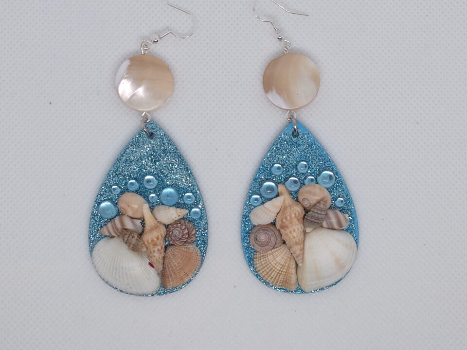 bijou fantaisie, création unique, boucles d'oreilles originales, bijou thème mer